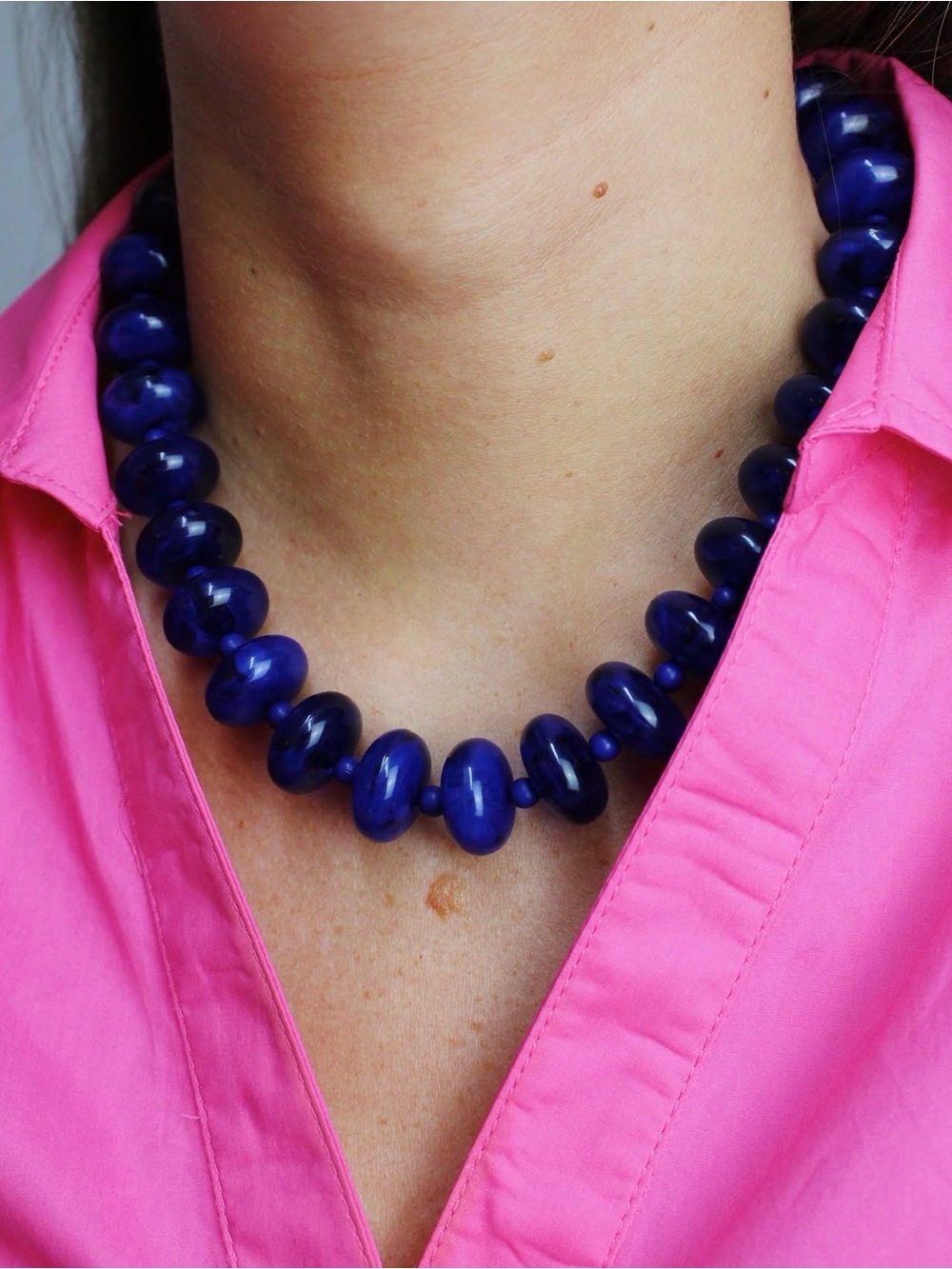 Deep Blue Beaded Dopamine Statement Necklace